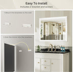 55x30 Inch White Bathroom Mirror - Image 6