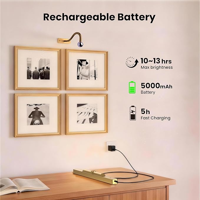 Wireless Picture Light Battery Operated, 13Hrs Service Life Art Display Light - Image 4