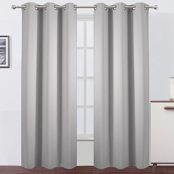 LEMOMO Light Grey Blackout Curtains 34 x 84 Inch Length/Set of 2 Curtain - Image 2
