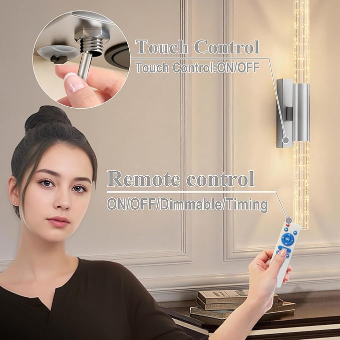 camuucci Battery Operated Wall Sconces Set of 2 Rechargeable Battery Powered - Image 6