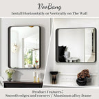 VooBang Bathroom Mirror 24x36 inch, Modern Round Corner Bathroom Vanity Mirror - Image 5