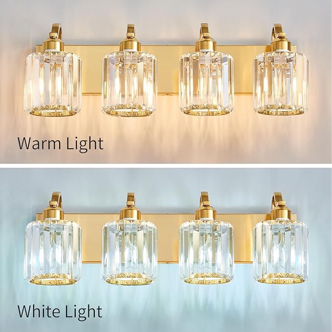 Crystal Vanity Lights, Modern 4-Light Bathroom Lights Over Mirror, Bathroom - Image 7