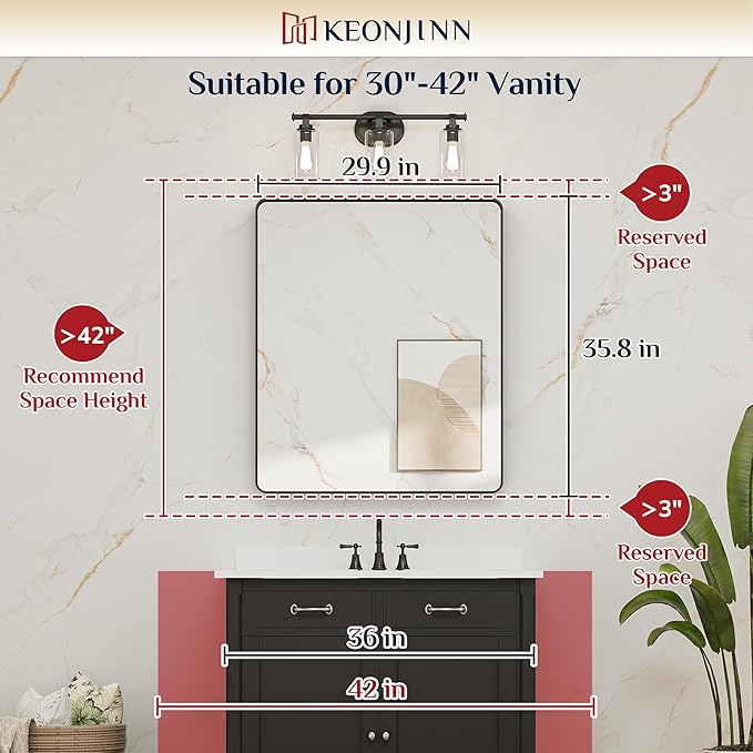 Keonjinn 30 x 36 Brushed Nickel Bathroom Mirrors - Image 6