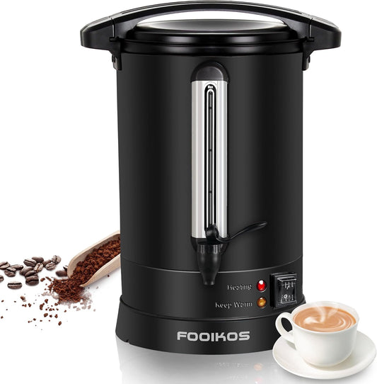 Coffee Maker 100 Cup Commercial Coffee Urn,Hot water/beverage Machine and Drink Dispenser-Premium 304 Double-Wall Stainless Steel Electric Percolator Coffee pot,Keep Warm for Hours,Matte Black