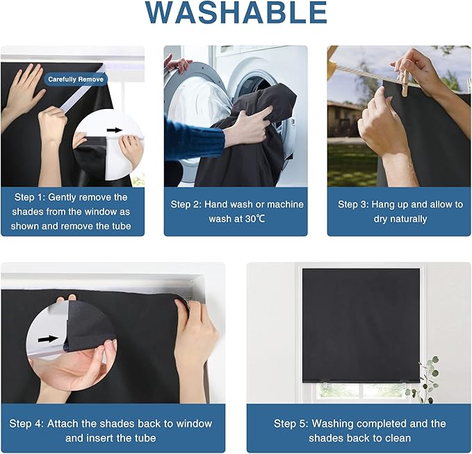 LazBlinds 100% Blackout Door Curtain, No Tools No Drill Cordless Blinds - Image 5