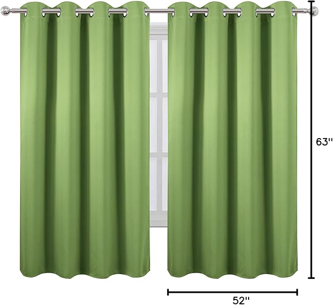 LEMOMO Blackout Curtains 52 x 63 inch/Light Green Curtains Set of 2 - Image 9