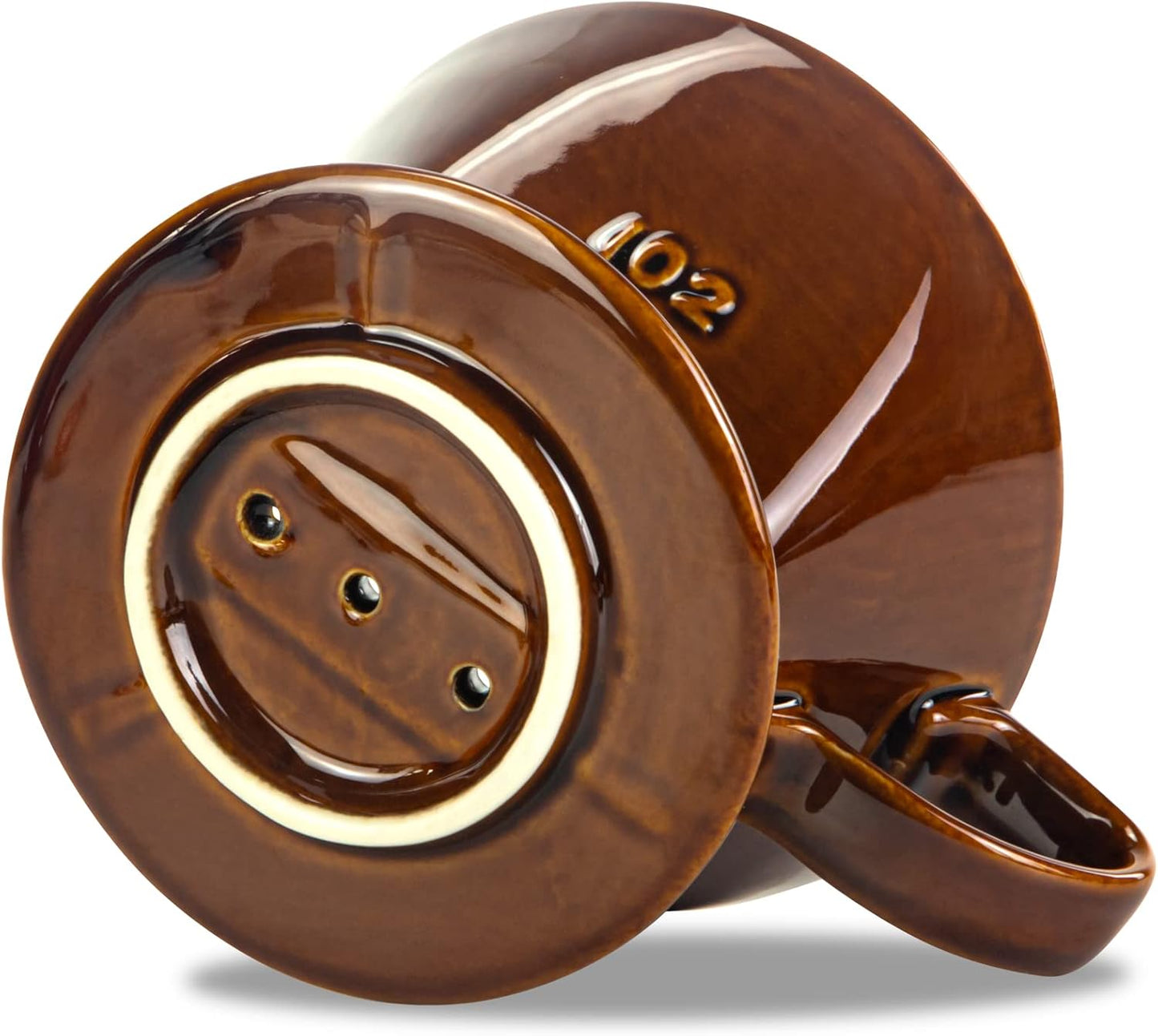 Pour Over Ceramic - Coffee Dripper Ceramic Coffee Maker with 3 Holes Flat Bottom, Porcelain Slow Filter Cone for Travel, Camping, Office, Home, Coffee Maker Brew