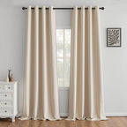 IGEMAEVE Beige Curtains 96 Inch Length 2 Panels Set, Light Filtering Curtains by IGEMAEVE