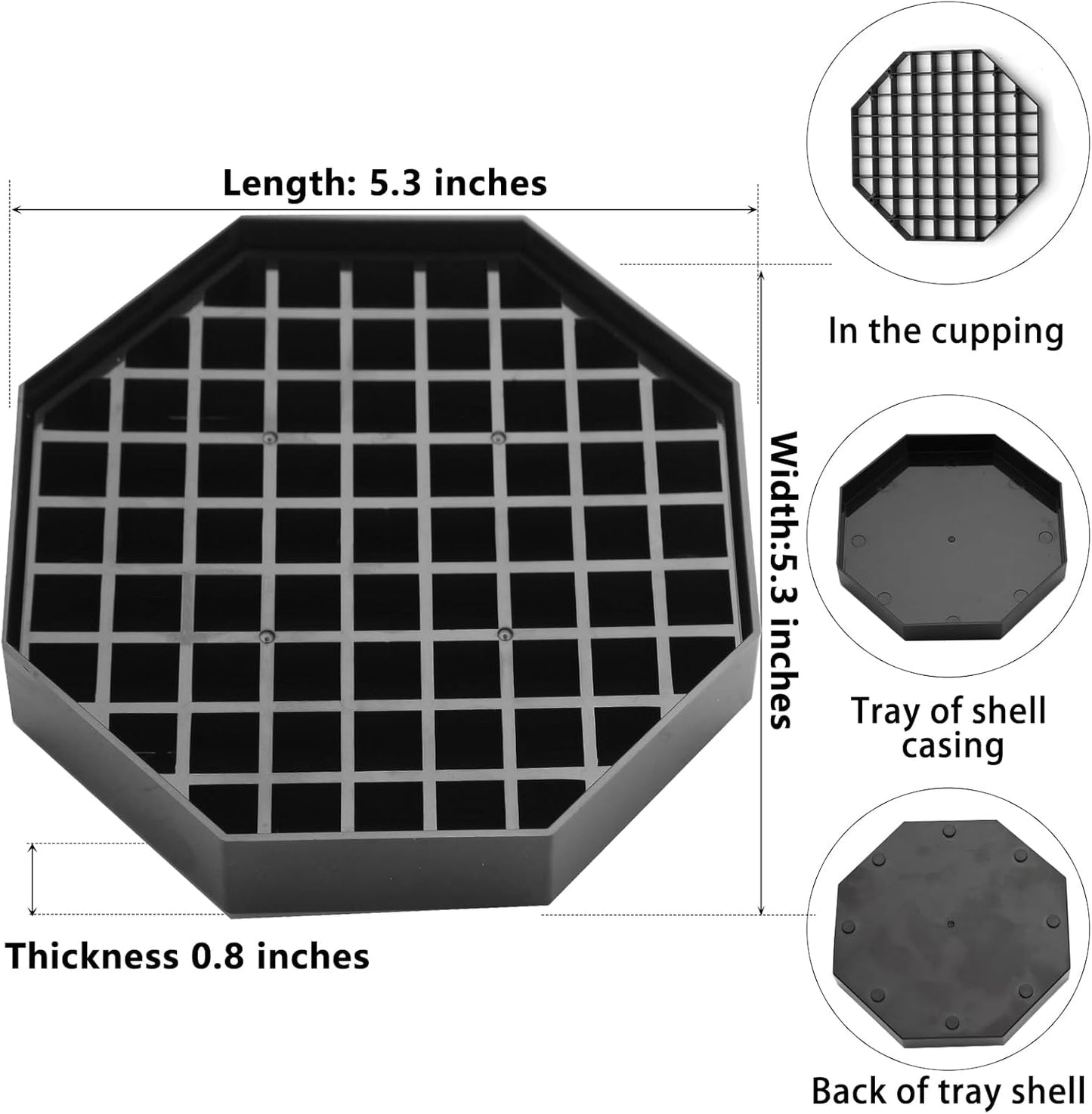 5.3" Octagonal Coffee Drip Tray | Black Plastic Honeycomb Grid Countertop Tray for Coffee, Tea, Wine & Beverage Dispensers,Pack of 2 (2, 5.3in)