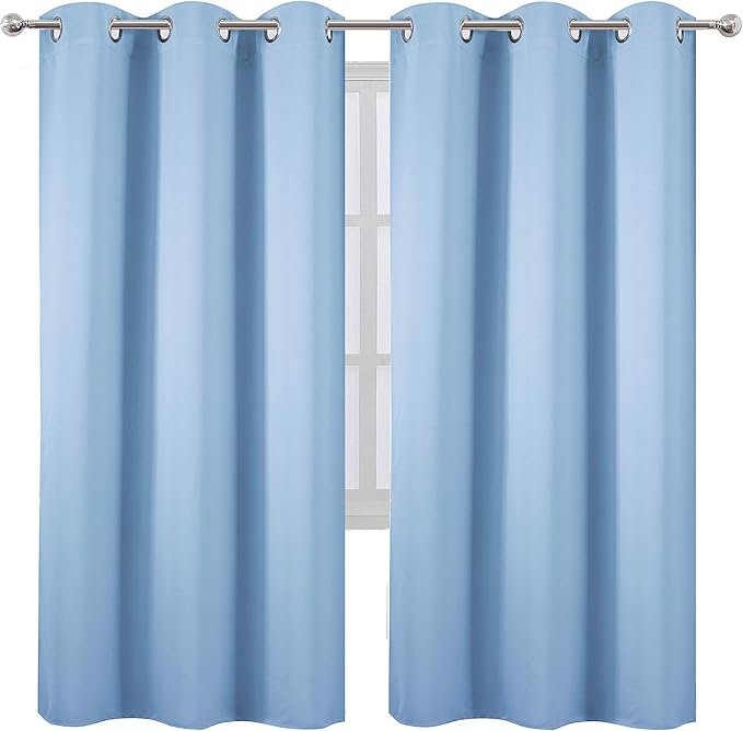 LEMOMO Sky Blue Thermal Blackout Curtains/42 x 72 Inch/Set of 2 Panels Room - Image 2