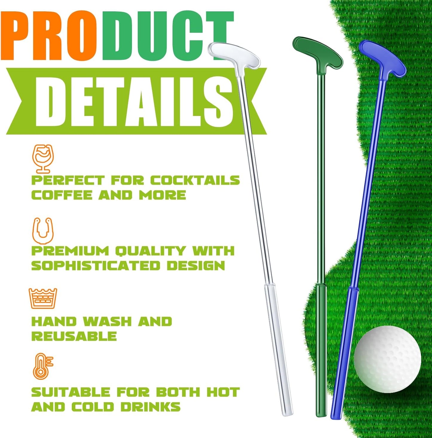 30 Pcs Golf Putter Swizzle Stir Sticks Coffee and Cocktail Stirrers 7.48 Inch Drink Plastic Golf Club Cocktail Swizzle Sticks Party Decorations Favors Reusable for Garnish or Mixers