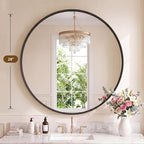 NEWBULIG 28-Inch Round Wall Mirror, Bathroom Wall Circle Mirror - Image 2