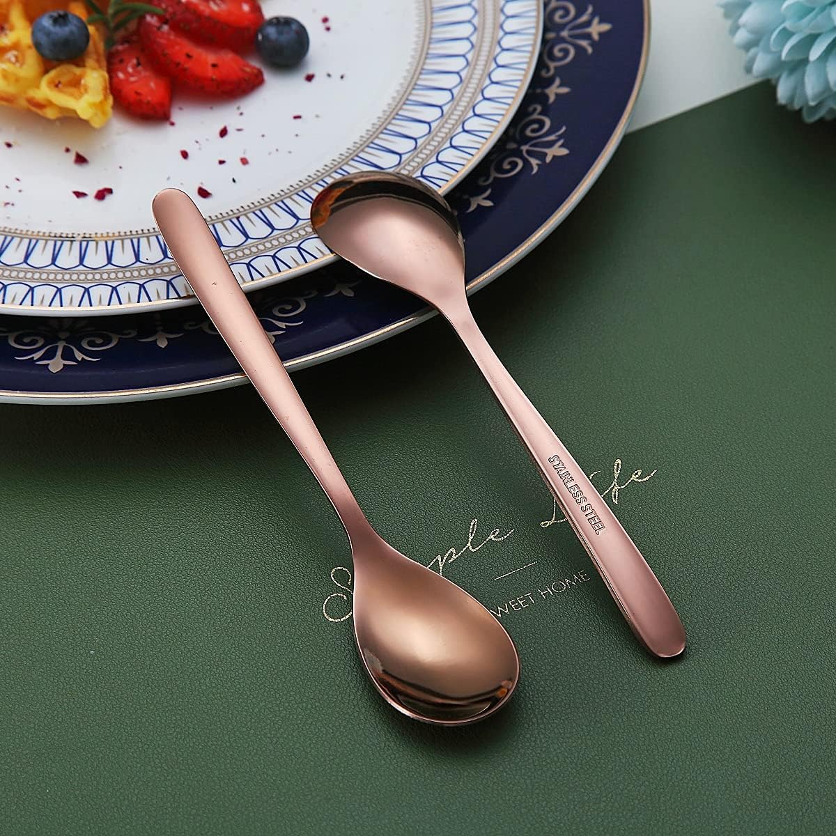 Copper Demitasse Espresso Spoons, 5.5'' Mini Coffee Spoons, Set of 6, Dishwasher Safe
