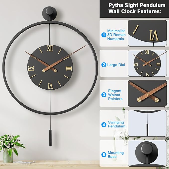 30.7×20 Inch Large Modern Decorative Wall Clocks - Image 2