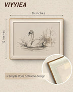 VIYYIEA Framed Wall Art for Living Room, Elegant Swan Pencil Sketch Canvas - Image 5