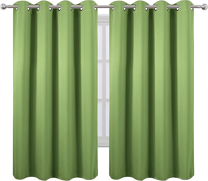 LEMOMO Light Green Blackout Curtains 66 x 63 Inch Length/Set of 2 Curtain - Image 2