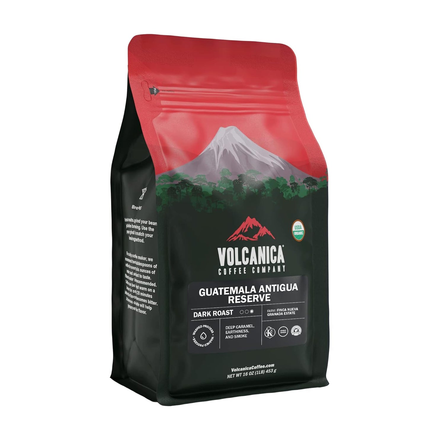 VOLCANICA COFFEE COMPANY Guatemala Antigua Coffee, Reserve, Dark Roast, Whole Bean, Fresh Roasted, 16-ounce