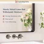 Keonjinn Black Bathroom Mirror, 55” x 30” Rounded Rectangle Sandblasted Finish - Image 5