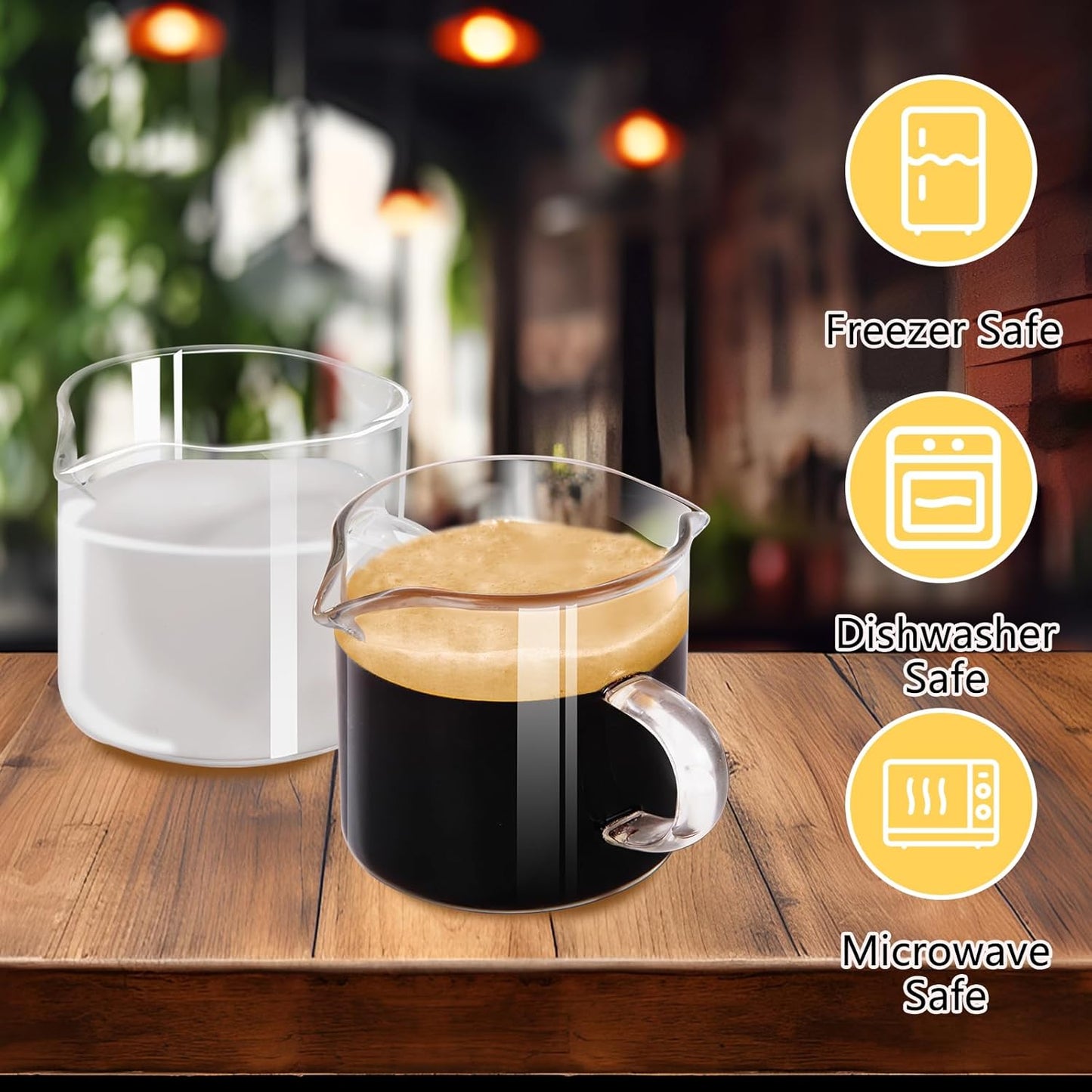 Espresso Cups 4-Piece set, 4 OZ Double Spout Cup with Handle, Espresso Shot Glass with V-Shaped Spout for Espresso Machine, Milk Cup (Espresso cups)