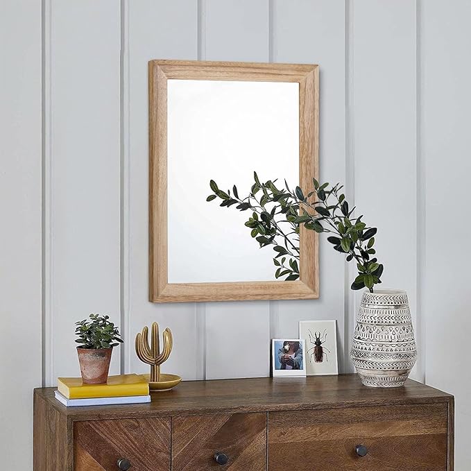 AAZZKANG Rustic Mirrors for Wall Rectangle Wooden Frame Hanging Mirror for - Image 3