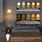 TRLIFE Dimmable Wall Sconce, Remote Control Dimming 10-100% and Adjustable - Image 2