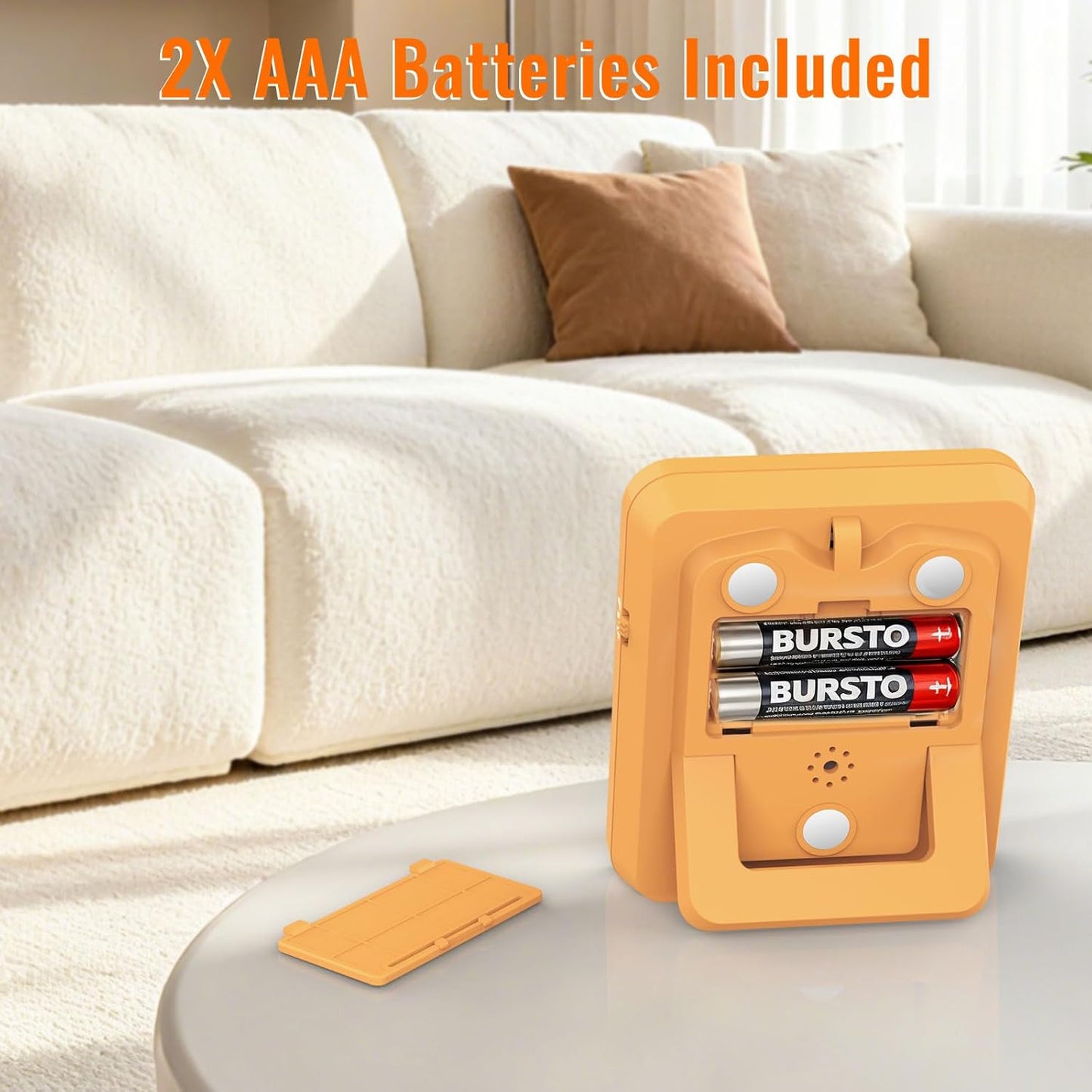 Digital Dual Kitchen Timer, 3 Channels Countdown Triple Timer for Cooking, Magnetic Memory-Preset Large Display Adjustable Alarm Volume, Multi Times Management, 3A Battery Included, Orange