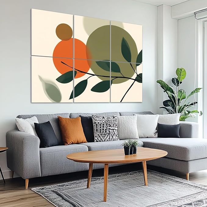 6 Pack Art Acoustic Panels Sound Absorbing Boho Botanical Leaf Orange Green - Image 6