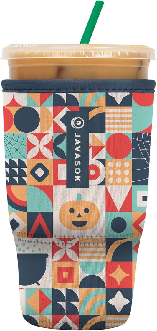 Sok It JavaSok Iced Coffee & Cold Soda Insulated Neoprene Cup Sleeve (Patch Perfect, Large: 30-32oz)