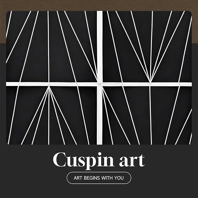 Large Framed Modern Elegant Black and White Abstract Wall Art - Image 7