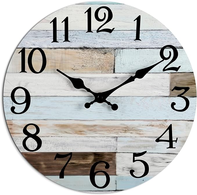 KECYET Wall Clock Battery Operated 10 Inch Silent Non-Ticking Coastal Country by KECYETWALLCLOCK