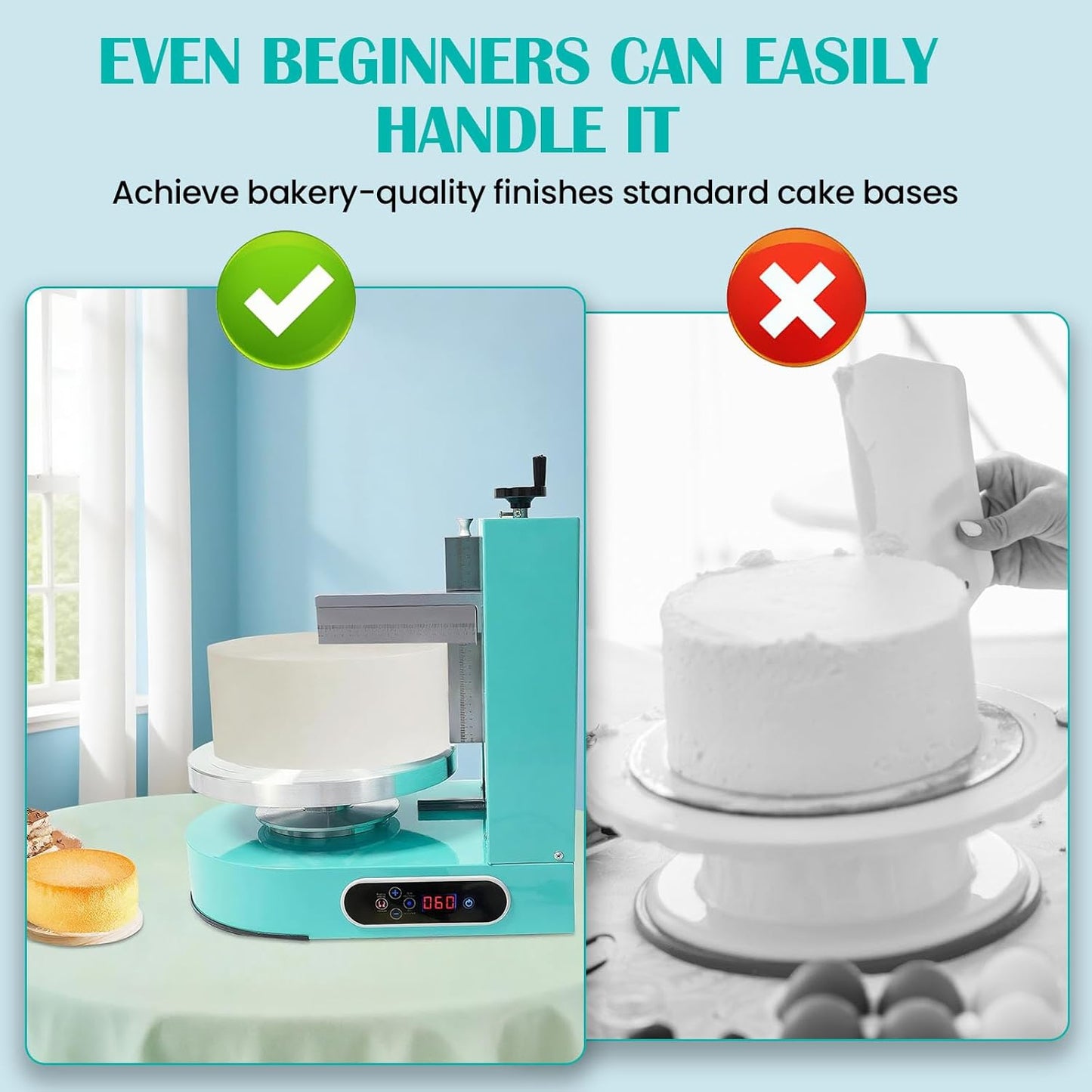 Cake Decorating Machine, Tabletop Cake Frosting Machine for 4-12inch Cakes, Cream Spreading Automatic Frosting Turntable with Graduated Scraper, for Cake Shops, Dessert Shops, Households