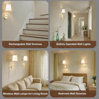 IRONPAX Wall Sconces Battery Operated Set of 2, Wireless Rechargeable Wall - Image 4