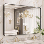 LOAAO 48X40 Inch Black Metal Framed Bathroom Mirror by LOAAO