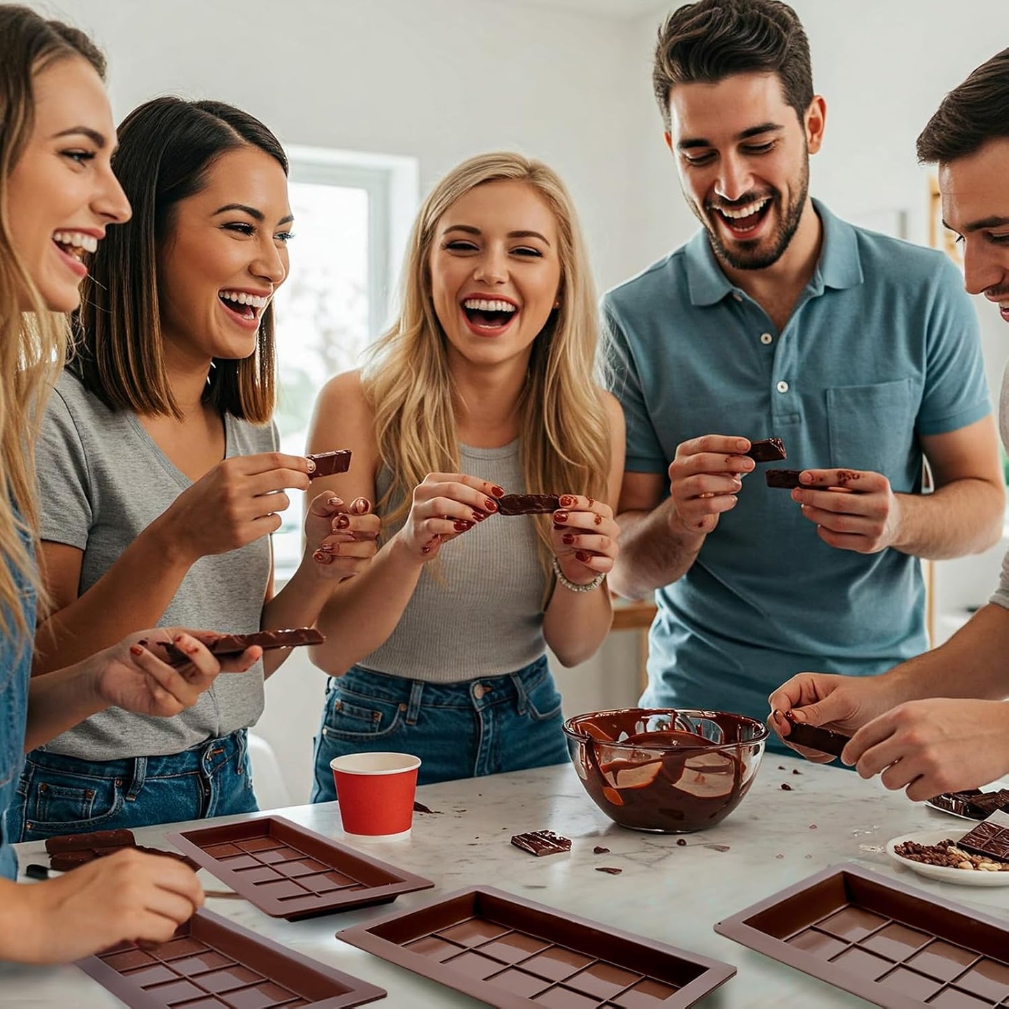 2 PCS Dubai Chocolate Bar Mold, Silicone Chocolate Mold 1 Inch Deep, dubai chocolate bar pistachio for Stuffed Bar with Scraper