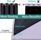Yakamok Lilac 100% Blackout Lined Curtains, 2 Thick Layers Completely Blackout - Image 5