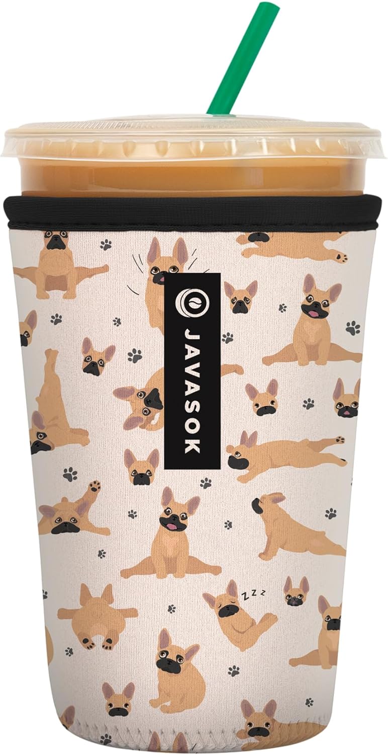 Sok It JavaSok Iced Coffee & Cold Soda Insulated Neoprene Cup Sleeve (Pardon My Frenchie, Medium: 22-28oz)