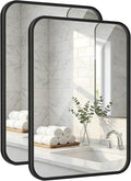 2-Pack 22x30 Inch Matte Black Bathroom Vanity Mirrors | Flush Mount Deep Set by Pocetry