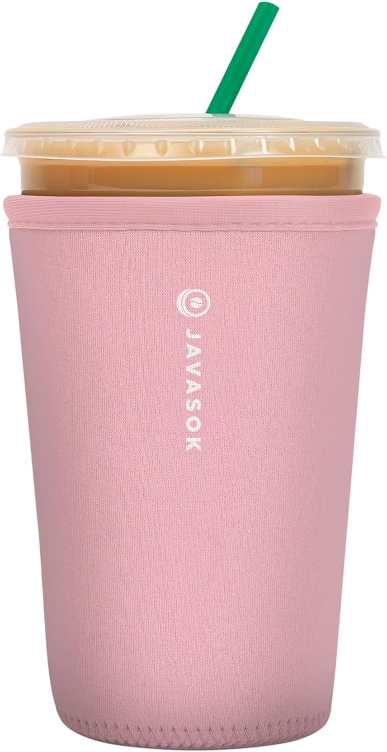 Sok It JavaSok Iced Coffee & Cold Soda Insulated Neoprene Cup Sleeve (Millennial Pink, Medium: 22-28oz)