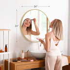 DUMOS Gold Circle Mirror for Wall 24.02 inch, Bathroom Round Mirror for Over - Image 3