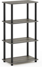 Furinno Turn-N-Tube No Tool 4-Tier Storage Shelf, French Oak Grey/Black - Image 4