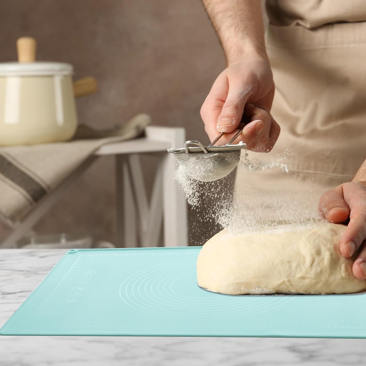 uxcell Silicone Pastry Mat, 27.5" x 19.7" Silicone Baking Mat with Measurements, Non-Stick Dough Rolling Mat for Making Pastry Cookies Bread Pizza White