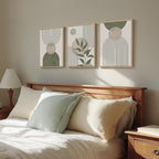 Framed Sage Green Boho Wall Art Bedroom, 3 Piece Beige Bohemian Canvas - Image 2