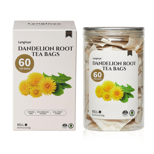 Lynginya Dandelion Root Tea, 60 Tea Bags - Premium Roasted Dandelion Root - Natural Herbal Tea - Rich Flavor - No Sugar & No Caffeine