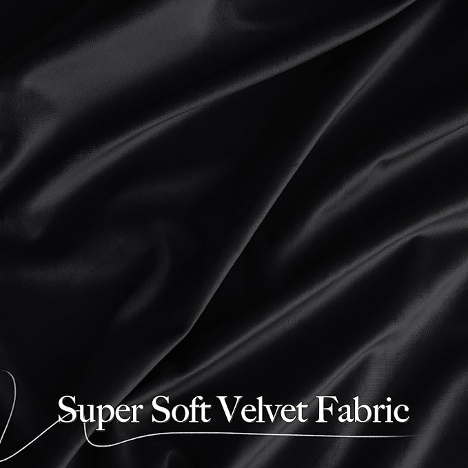 NICETOWN Black Velvet Blackout Curtains 96 inch Long - Image 8