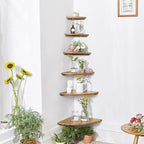 Corner Shelf, Solid Oak Wood Floating Corner Shelves Wall Mount Round End - Image 5