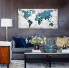 Teal Decor World Map Canvas Art Pictures - Image 7