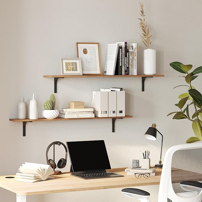 DINZI LVJ Long Wall Shelves, 47.3Inch Wall Mounted Shelves Set of 2, Extra - Image 6