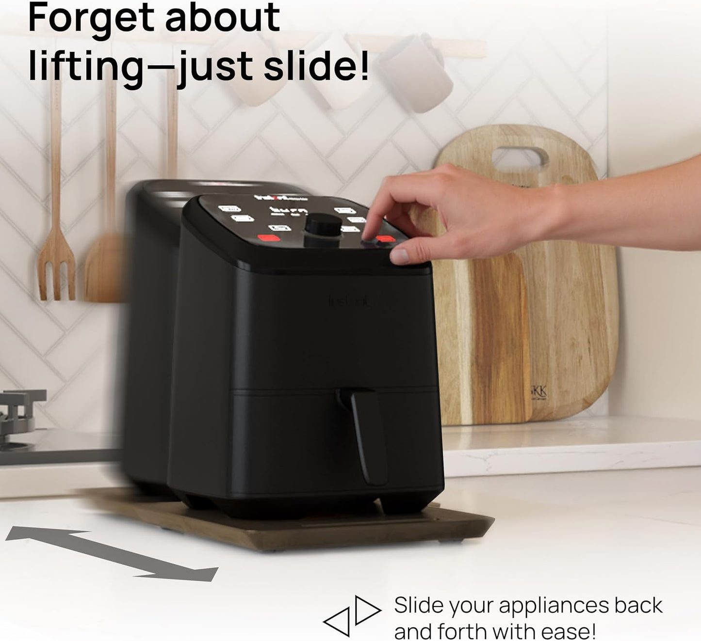 Ibyx Elegant Sliding Tray for Your Coffee Maker & Heavy Kitchen Appliances - Sturdy, Slides Easily from Under The Cabinet (Brown, 9.5”W x 14”D)