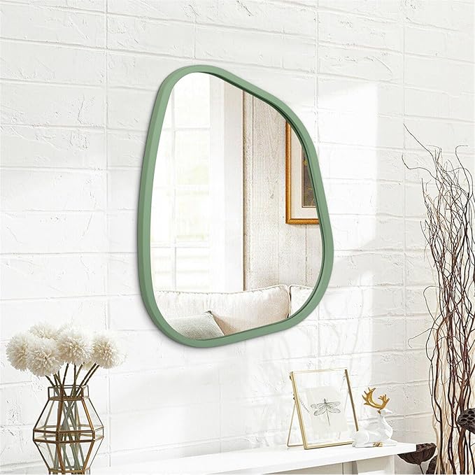 Asymmetrical Mirror for Wall Irregular Wood Frame Modern Unique Wall Mirror - Image 2