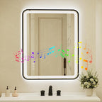 28x40 Inch Black Framed LED Bathroom Mirror by Unknown